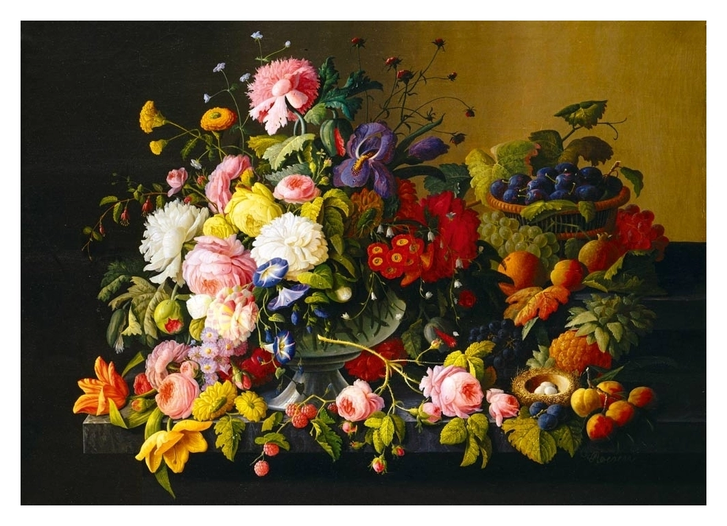 Still Life - Flowers and Fruit - 1855 - Severin Roesen