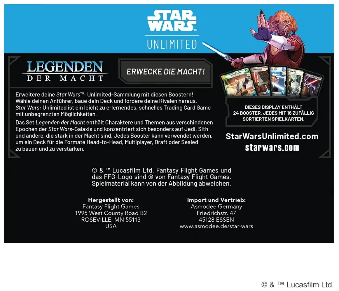 Star Wars: Unlimited - Legenden der Macht Booster-Display (24 Booster) - DE