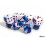 Gemini 16mm d6 with pips Dice Blocks (12 Dice) - Astral Blue-White w/red