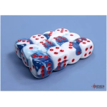 Gemini 16mm d6 with pips Dice Blocks (12 Dice) - Astral Blue-White w/red