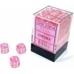 Chessex Translucent Pink/white 12mm d6 Dice Block (36 dice)