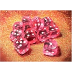 Chessex Translucent Pink/white 16mm d6 Dice Block (12 dice)