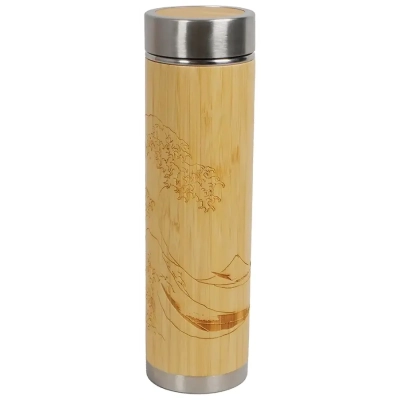 Bamboo tea bottle 400 ml - The great wave of Kanagawa