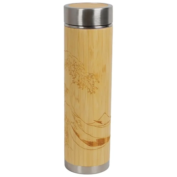 Bamboo tea bottle 400 ml - The great wave of Kanagawa