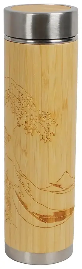 Bamboo tea bottle 400 ml - The great wave of Kanagawa