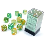 16mm d6 with pips (12 Dice Block) - Nebula TM 16mm d6 Spring/white Luminary Dice Block