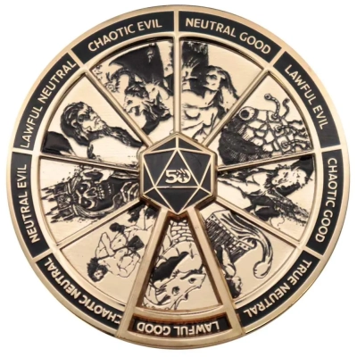 Dungeons & Dragons Gold Plated Alignment Spinner Pin Badge