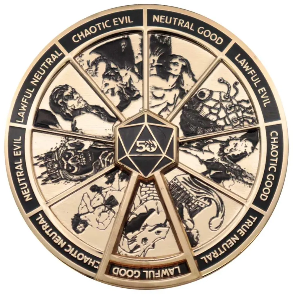 Dungeons & Dragons Gold Plated Alignment Spinner Pin Badge