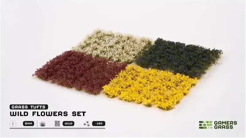 Wild Flowers Set Yellow, Purple, White, Blue Tuft