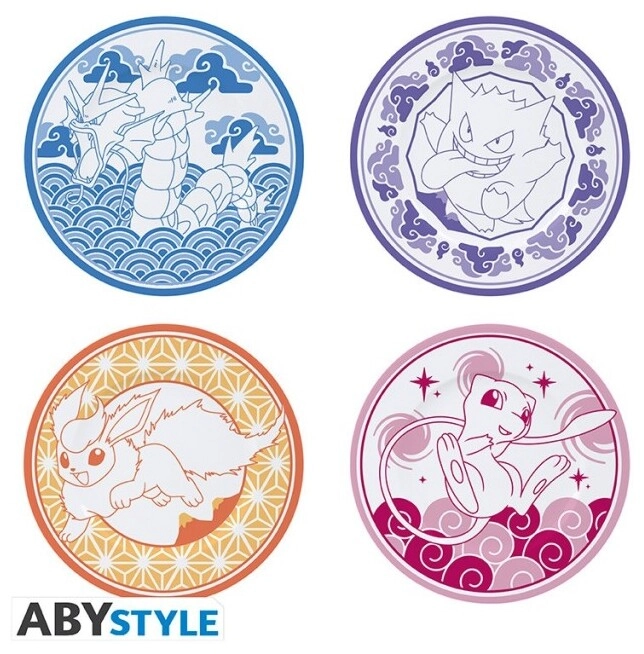 POKEMON - Set of 4 Plates - Japanese Style 