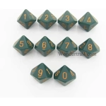 Chessex Opaque Polyhedral Ten d10 Set - Dusty Green/gold (10)