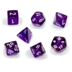 Chessex Translucent Mini-Polyhedral Purple/white 7-Die Set