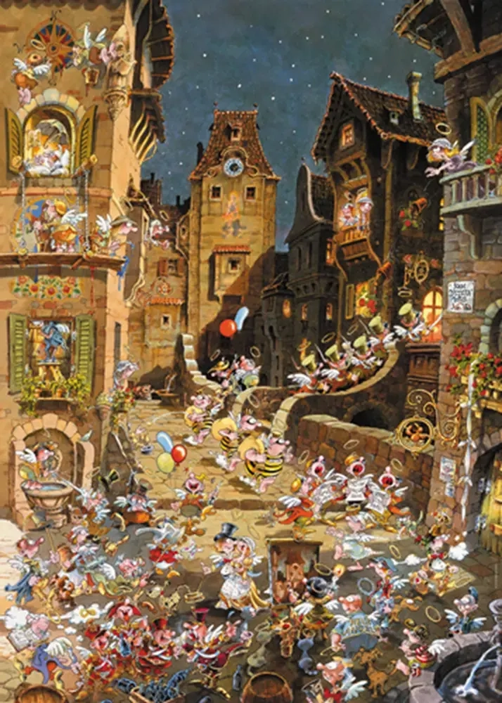 Romantische Stadt bei Nacht