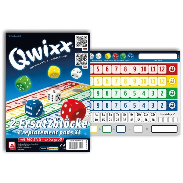 Qwixx XL - Zusatzblöcke 2x80 Blatt