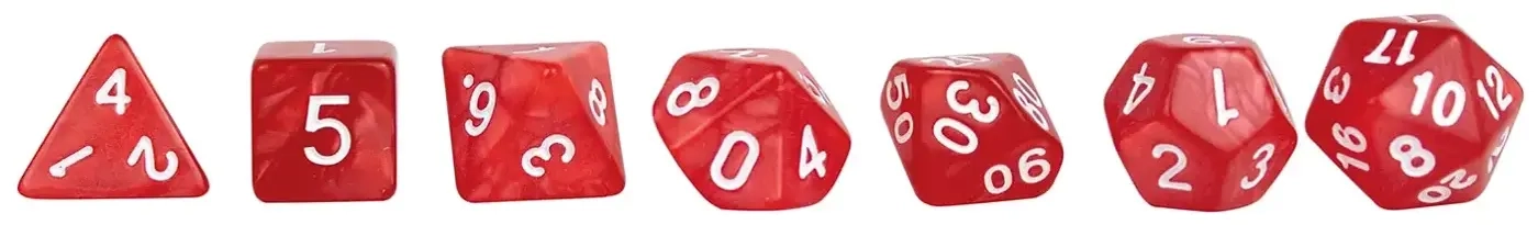 Würfelset RPG Marble rot