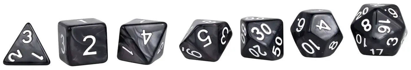 Würfelset RPG Marble schwarz