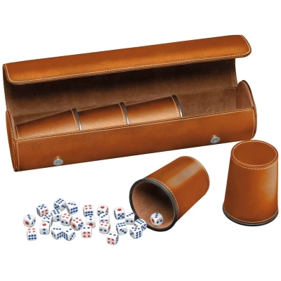 Würfelbecher - Kunstleder - braun