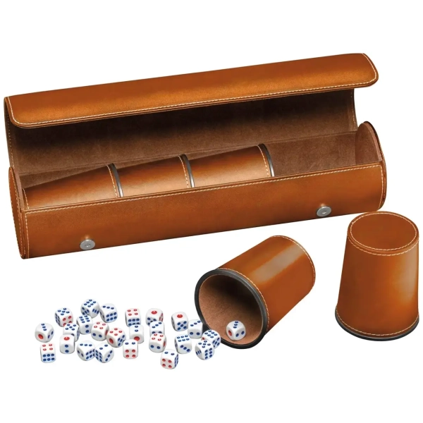 Würfelbecher - Kunstleder - braun