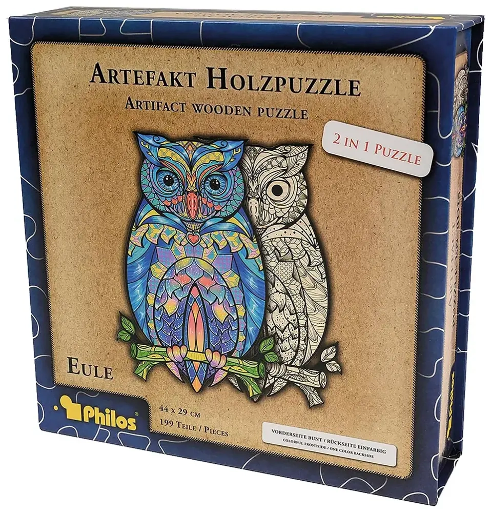Artefakt Holzpuzzle 2 in 1 Eule - 199 Teile
