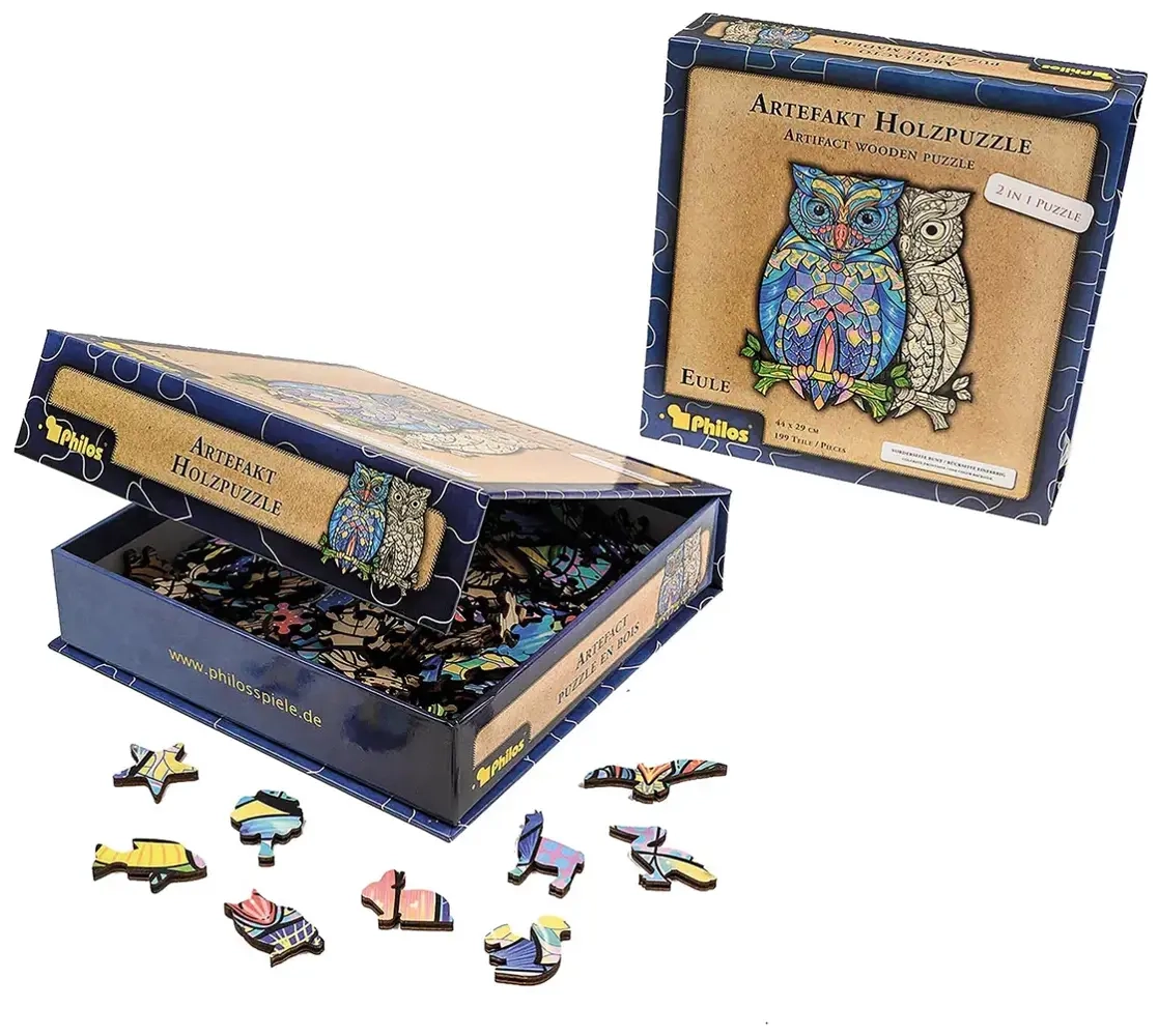 Artefakt Holzpuzzle 2 in 1 Eule - 199 Teile