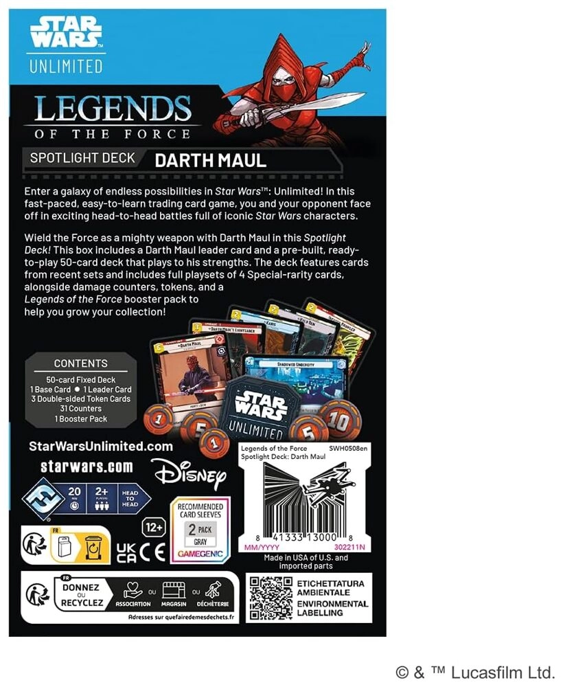 Star Wars: Unlimited - Legends of the Force - Spotlight Deck - Darth Maul - EN