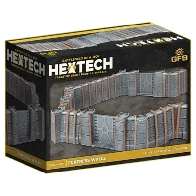 HexTech - Battlefield in a Box Terrain: Trinity City Fortress Walls (x24) - Grey
