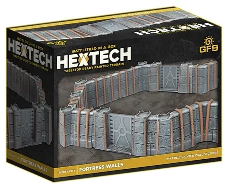 HexTech - Battlefield in a Box Terrain: Trinity City Fortress Walls (x24) - Grey