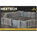 HexTech - Battlefield in a Box Terrain: Trinity City Fortress Walls (x24) - Grey