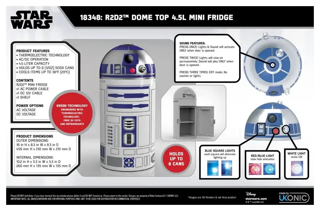 Star Wars Thermoelectric Cooler Mini Kühlschrank R2D2 4,5 l