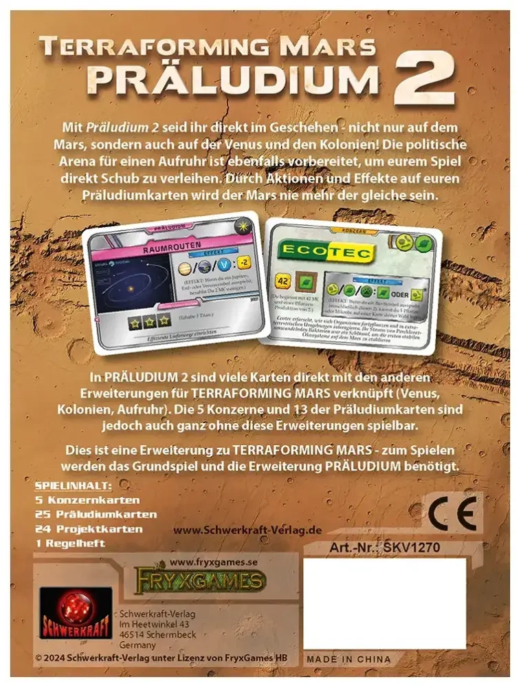 Terraforming Mars - Präludium 2 Erweiterung - DE