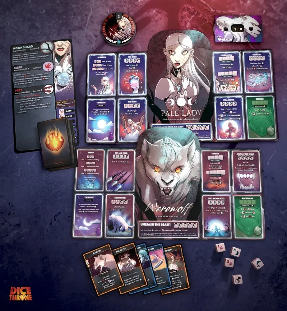 Dice Throne - Outcasts: Bleiche Dame vs. Kopfloster Reiter - DE