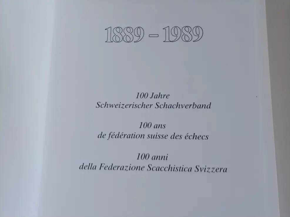100 Jahre Schweizerischer Schachverband (1889-1989)