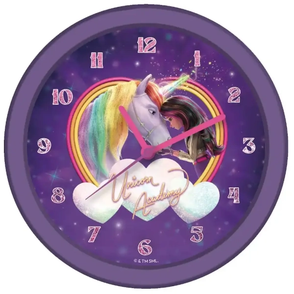 Unicorn Academy Wanduhr Glow in the Dark