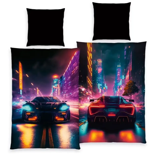 Young Collection Bettwäsche Neon Cars 135 x 200 cm