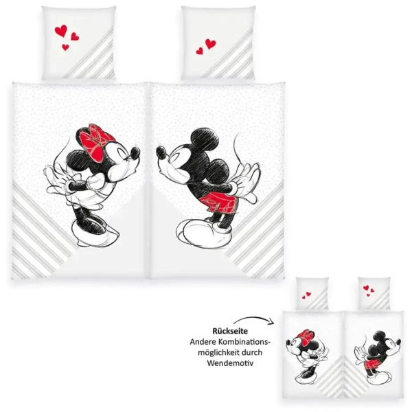 Disney Bettwäsche 2er-Pack Mickey & Minnie Mouse 135 x 200 cm