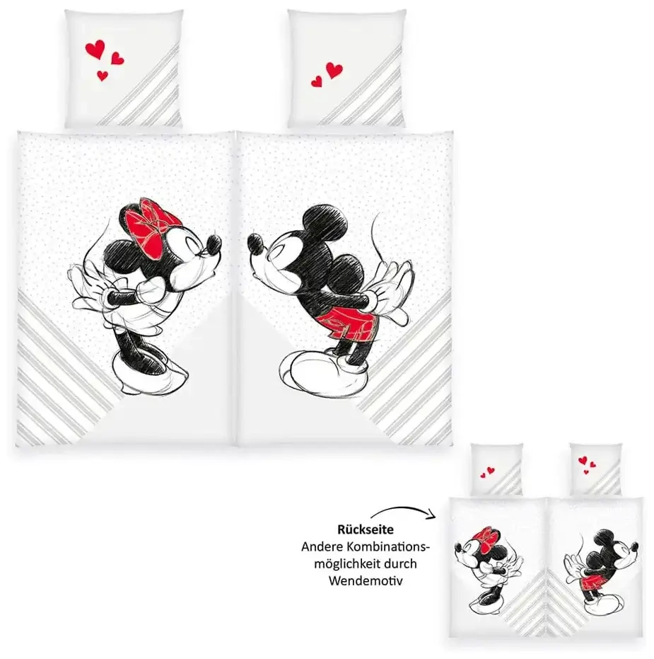 Disney Bettwäsche 2er-Pack Mickey & Minnie Mouse 135 x 200 cm