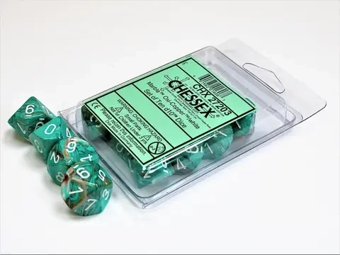Marble Oxi-Copper/white Set of Ten d10s