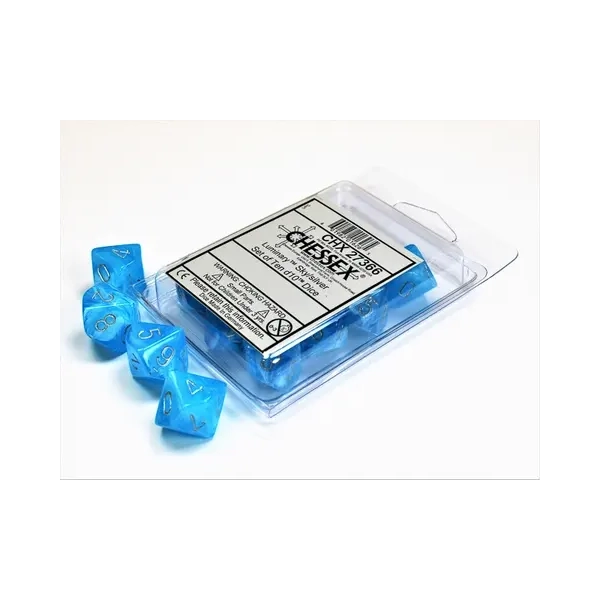 Luminary Sky/silver Set of Ten d10s
