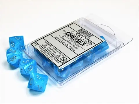 Luminary Sky/silver Set of Ten d10s