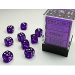 Dice Sets Purple/White Translucent 12mm d6 (36)