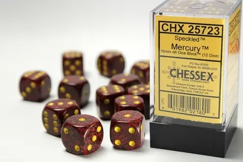 Dice Sets Mercury Speckled 16mm d6 (12)