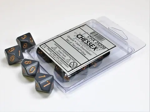 Opaque Polyhedral Ten d10 Set - Dark Grey/copper (10)
