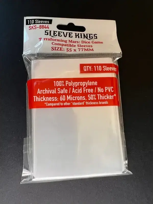 55x77mm Terraforming Mars Dice Game Compatible Sleeves 60 Microns (110 Sleeves)