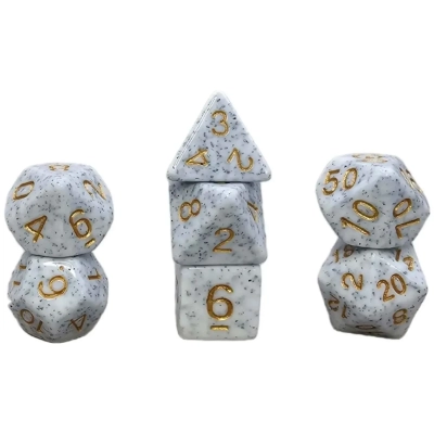 Würfelset Mehrfarbig: Granite White/Gold (7)