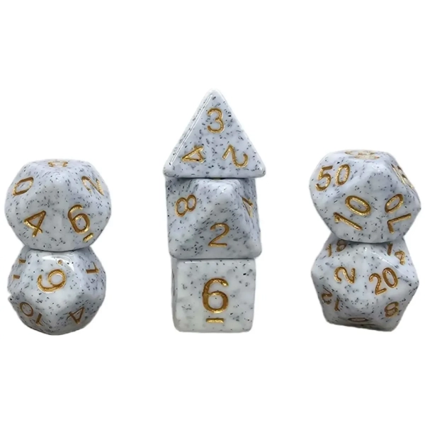 Würfelset Mehrfarbig: Granite White/Gold (7)