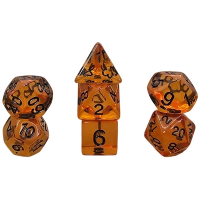 Würfelset Transparent: Black Honey (7)