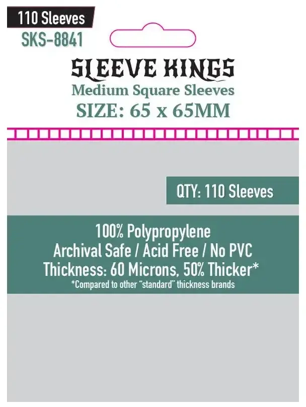 65 x 65mm Medium Square Sleeves 60 Microns (110 Stück)