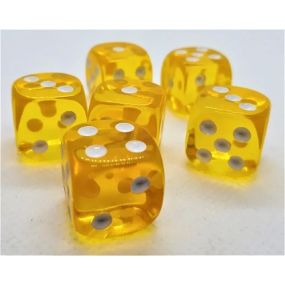 16mm Würfel D6 Transparent: Yellow (12)