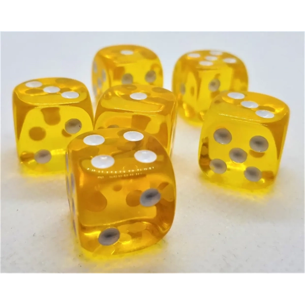16mm Würfel D6 Transparent: Yellow (12)