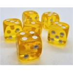 16mm Würfel D6 Transparent: Yellow (12)